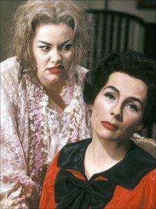 Dawn French as Bette Davis and Jennifer Saunders as Joan Crawford in a spoof of Whatever Happened to Baby Jane?