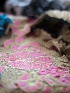 Pink embroidered pattern