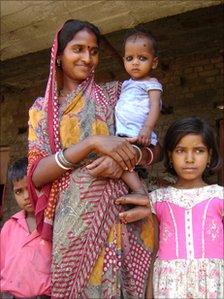 Sunita Devi with three of her daughters including Baby Anushka