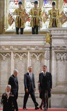 President Obama arrives for speech in Westminster Hall