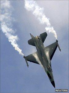 File picture of a US Lockheed Martin F-16 at an air display at the Farnborough International Air Show