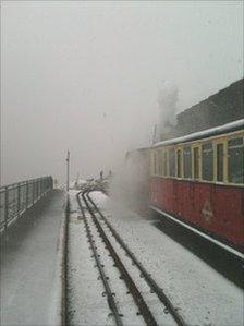 Snowdon under 'snow' in June