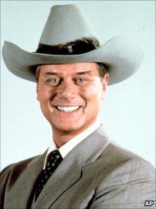 Larry Hagman wearing a stetson