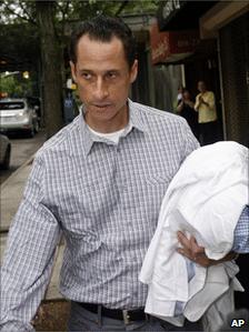 Anthony Weiner, in his neighbourhood in Queens on Saturday