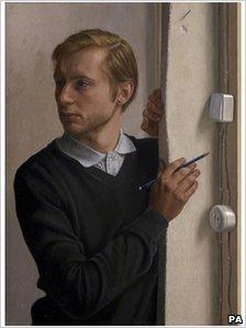 A man holding a pencil in the portrait Distracted, copyright: Wim Heldens/National Portrait Gallery /PA Wire