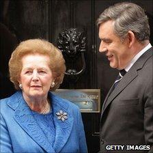 Baroness Thatcher with Gordon Brown