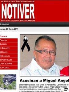 This screen grab taken from the Notiver daily newspaper's website on 20 June carries the report of Mr Lopez Velasco's murder