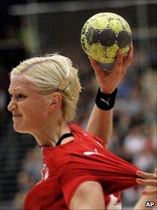 Denmark’s Rikke Skov during the women's handball World Cup qualifying match in Randers, Denmark, on 12 June 2011