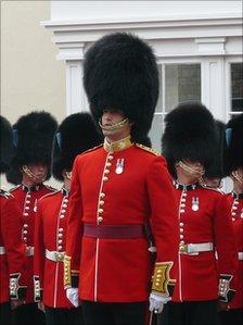 Guardsmen at the statue unveiling