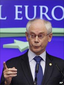 European Council President Herman Van Rompuy speaks to reporters in Brussels, 24 June