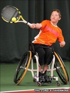 Alfie Hewett playing tennis (Photo: The Lord's Taverners)