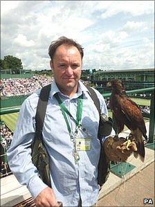 Mr Davis with Rufus the hawk