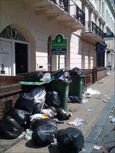 Rubbish in Portland Street, central Southampton