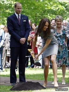 The Duke and Duchess of Cambridge plant a Hemlock tree in Ottawa, Canada