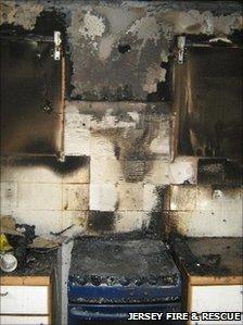 Damage caused by kitchen fire in St Saviour, Jersey