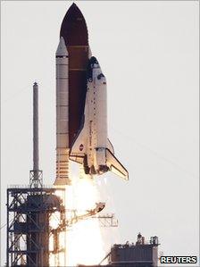 The space shuttle Endeavour lifts off from the Kennedy Space Center in Cape Canaveral, Florida