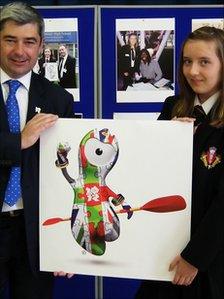 Councillor Stephen Castle with Beth Siddle and her design