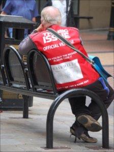 Big Issue seller in Birmingham