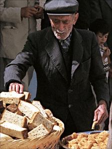 Old man with bread