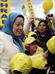 Maryam Rajavi with supporters in Switzerland