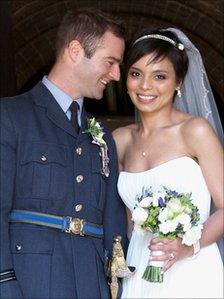 Flt Lt Jon Egging & Dr Emma Egging on their wedding day