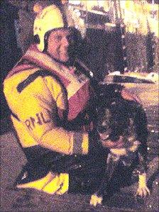 A member of the lifeboat crew at the rescue