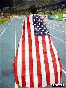 US athlete wearing the Stars and Stripes