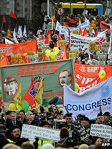 Anti-cutbacks march to the General Post Office in Dublin in 2010