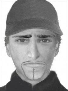 An e-fit image of the suspected killer of Dr Imrun Farooq