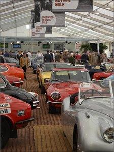 Classic cars on display at the Goodwood Revival