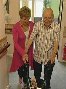 Mary Burke with her father Harry, who is a resident at Cherry Orchard Care Home in Andover