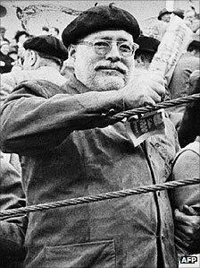 American writer Ernest Hemingway at a bullfight in Spain in the 1950s