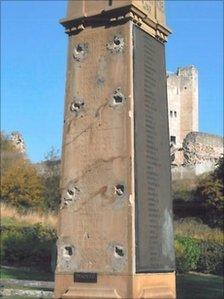 Damaged War memorial