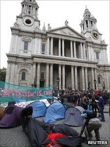 The protest camp outside St Paul's Cathedral in central London