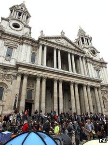 Protesters outside St Paul's Cathedral