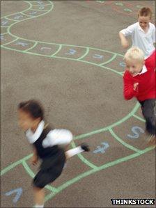 Children chasing each other