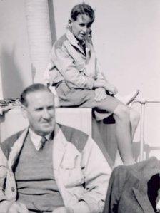 Robert and George Grubb on a boat in the Clyde in 1947 on the way to Campbelltown