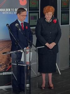 National Assembly Presiding Officer Rosemary Butler joins in the two minute silence