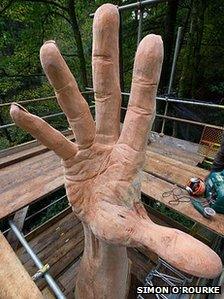 The hand sculpture