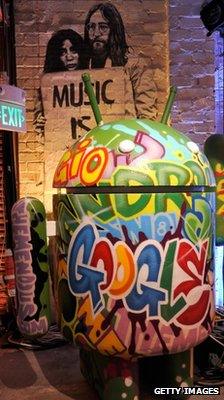 Android signage at the Goole Music announcement