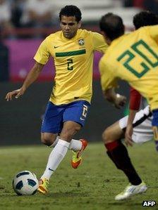 Brazil's Daniel Alves in a recent friendly game against Egypt