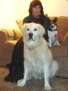 Chris Long with her two dogs at home