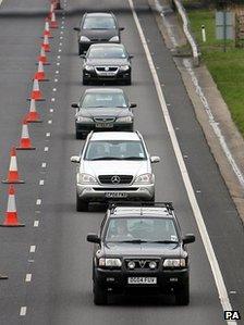 Cars and traffic cones