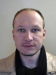 A passport photo of Anders Behring Breivik in 2009