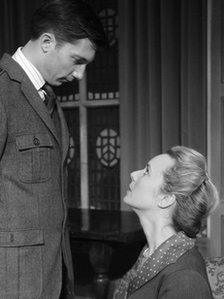 Marcel Bruneau (Trotter) and Georgina Sutcliffe (Mollie Ralston) in a scene from The Mousetrap