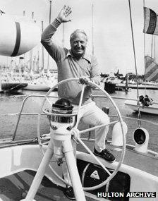 Edward Heath on his yacht in 1975