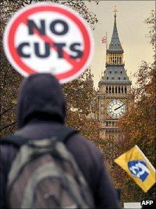 Protester outside Parliament