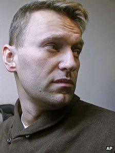 Alexei Navalny on way to court, 6 December