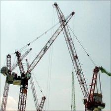 Cranes at construction site