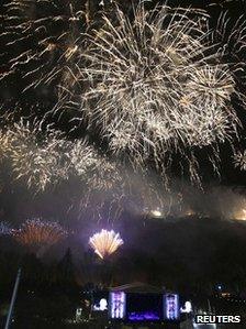 Hogmanay fireworks over Edinburgh